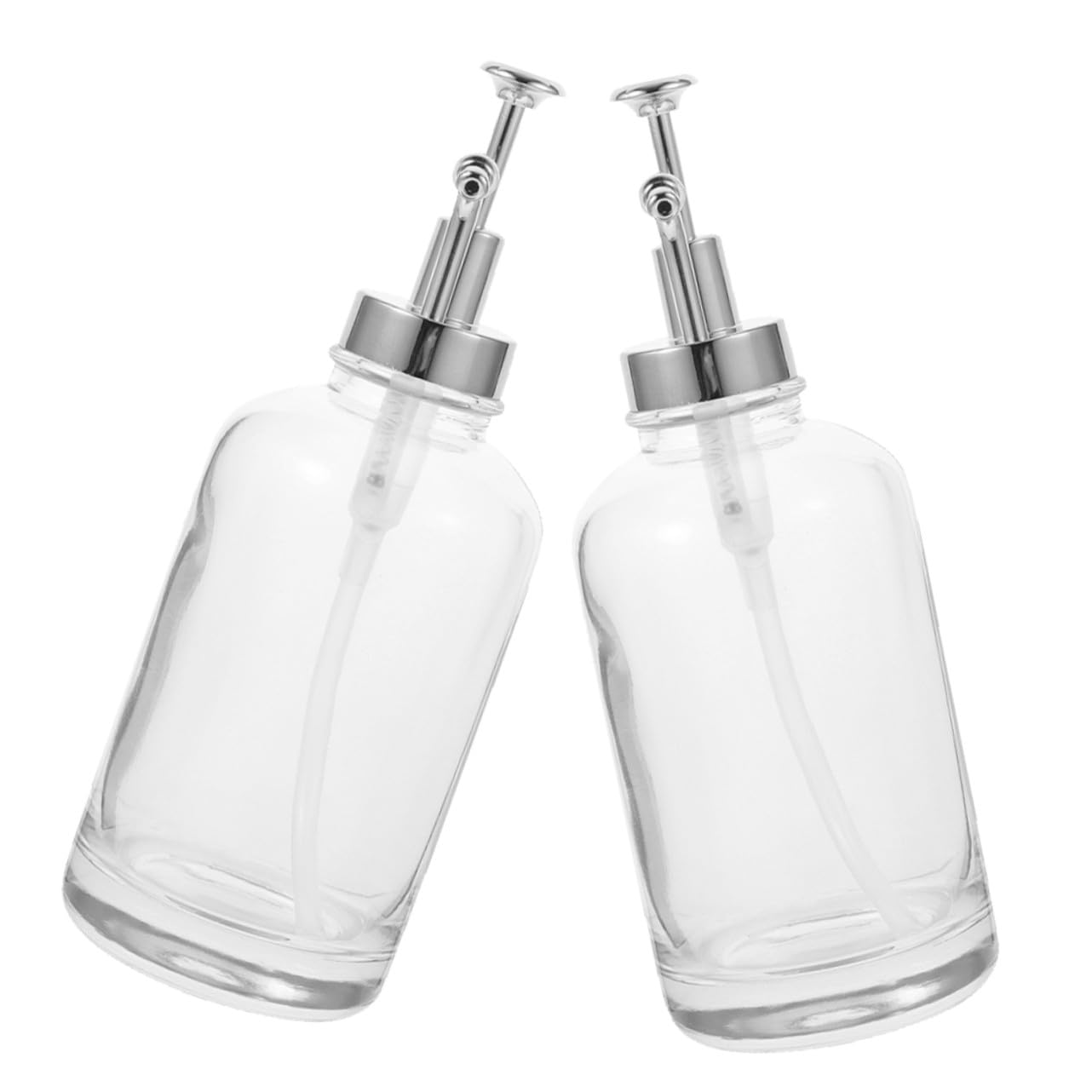 OUNONA Distributeurs à Pompe à Sirop Pompe Inox Argenté Lot de 2 en Verre 500ml Accessoire la Cuisine Pratique pour Bar et Maison