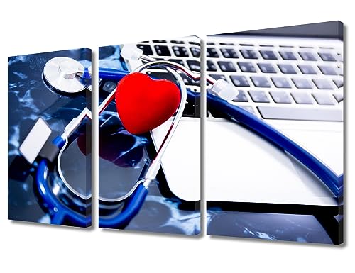 Image of 3 Panels Medical Instrument Wall Painting Medical Stethoscope on Film X-Ray Prints for Wall Decor Laboratory Art Prints Giclee Wooden Framed Gallery-Wrapped Ready to Hang (36 inch Wx24 H)