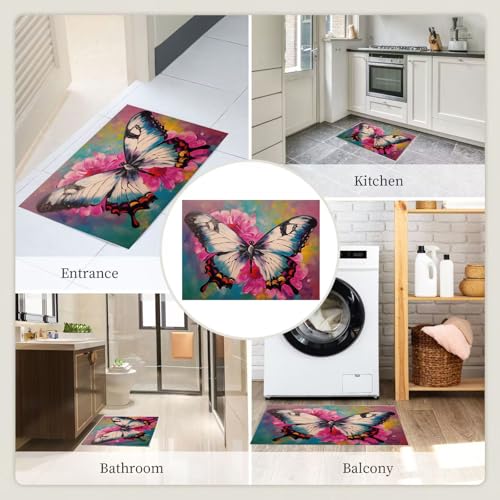 Tapis lavable papillon cosmos résistant aux taches pour salon - 6