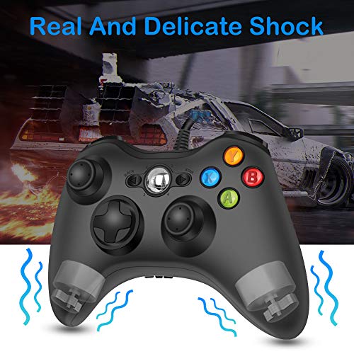 RegeMoudal Wired Controller for Microsoft Xbox 360 and Windows PC (Windows 10/8.1/8/7) with Dual Vibration and Ergonomic Wired Game Controller (Black)