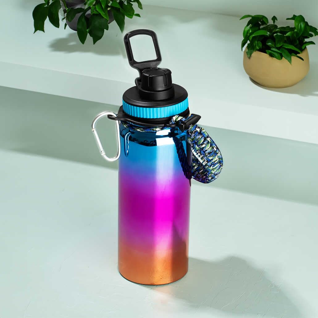 Cooker 1395-2 Paslanmaz Çelik Sızdırmaz Çift Katmanlı Taşıma Askılı Çay Kahve Termosu Mavi 700 ml
