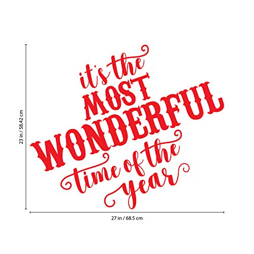 Vinyl Wall Art Decal - It's The Most Wonderful Time Of The Year - 23" X 27" - Christmas Seasonal Holiday Sticker - Indoor Outdoor Home Office Wall Window Bedroom Workplace Decals (Red) #TOP3