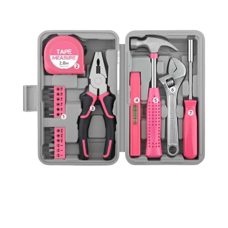 Set de herramientas combinado compacto rosa 18 piezas miniatura 1