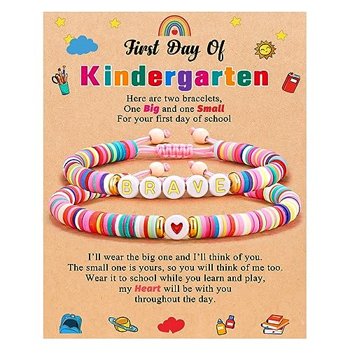 UPROMI First Day of Prek/Kindergarten/1st Grade/2nd Grade Gift, Back to School Bracelet Mommy and Me