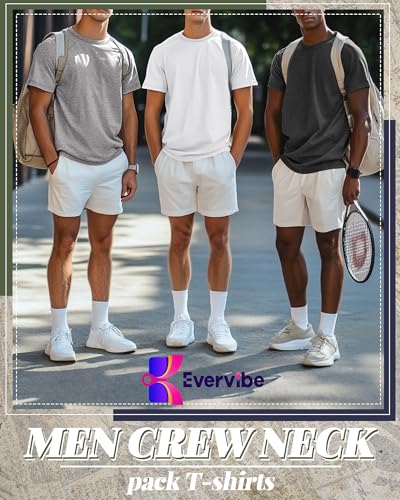 5 Pack Men's Big & Tall Cotton T-Shirts, Short Sleeve Crew Neck Shirts Moisture Wicking Classic Tees Bulk Multipack4