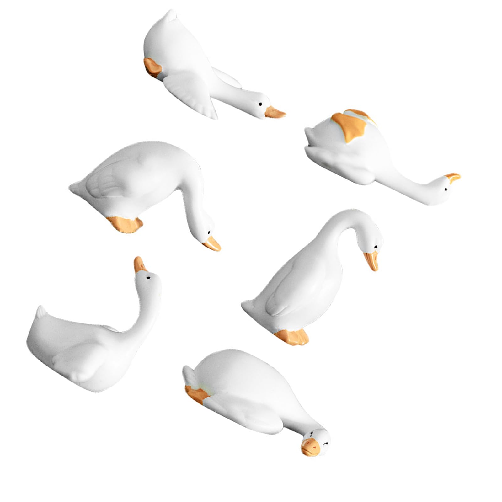 Bnojjellol Multicolor 6Pcs Resin Geese Figurines For Miniature Garden Desktop Decoration Handcrafted Animal Sculptures Desktop Decoration Resin Animal Sculptures