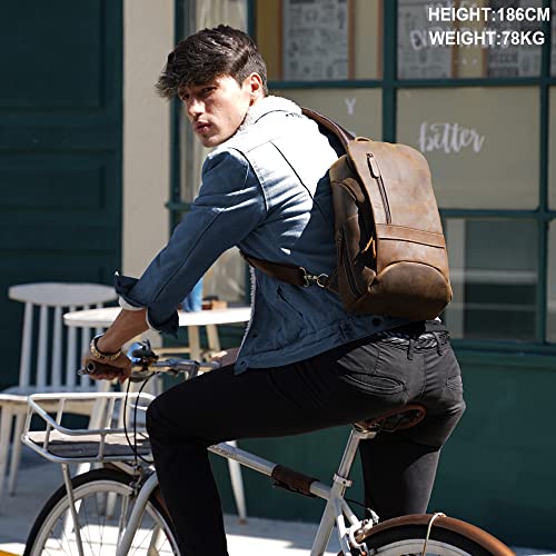 TIDING Leather Sling Bag for Men Women Vintage Crossbody Bag Casual Hiking Chest Daypack fits 11" Tablet 5