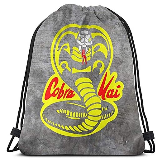 Bolsa de almacenamiento, mochila con cordón, bolsa de cordón, mochila de cuerda casual, bolsa de cincha portátil con logotipo de Cobra Kai, bolsa de gimnasio para mujeres/hombres, para exteriores,