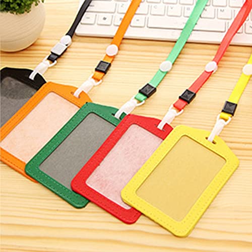 Cordón de insignia, tarjetero para cordón, 20 piezas fundas de identificación Pu protección autobús tarjetero papelería escuela cordón portátil fundas de tarjeta de identificación regalo Simple