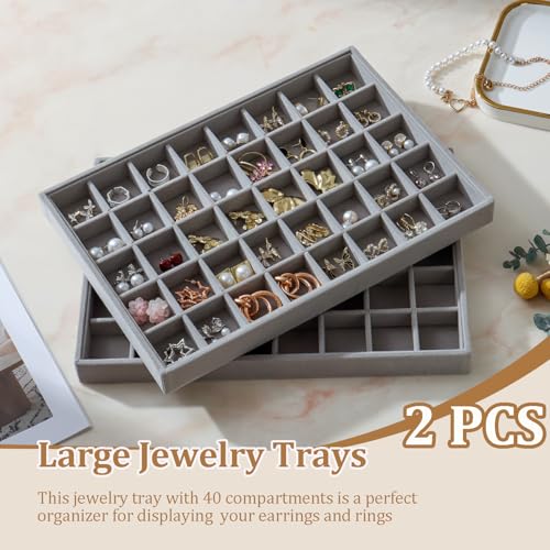 Image of Large Velvet Jewelry Tray Display Drawer Inserts 2 Pack
