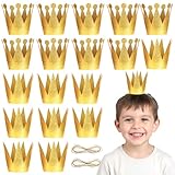 3 otters Mini Gold Paper Crowns for Kids, Bulk Royal Tiara Party Hats, Prince and Princess Birthday Costume Headband for Themed Party Favor Classroom Celebrations DIY Craft Accessories