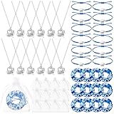 Equsion 12 Set Cheerleader Gifts Bulk Include Cheer Necklace, Cheerleading Adjustable Bracelet, Hair Ties and Organza Bag 12 each, Cheer Accessories for Team Women Teammates(Blue)