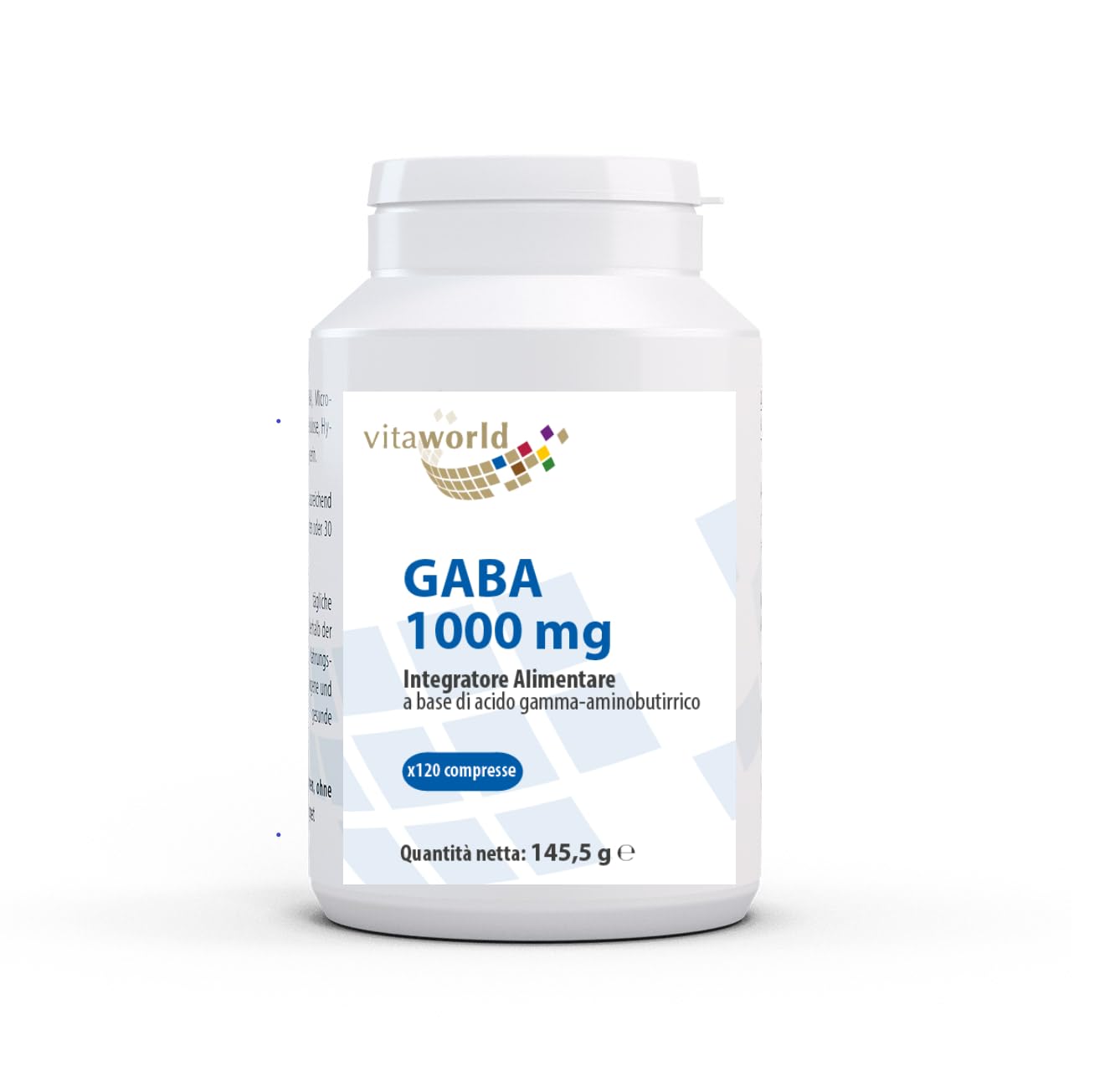 Vita World GABA 1000 mg 120 compresse ad alto dosaggio di aminoacidi corporei vegani Made in Germany