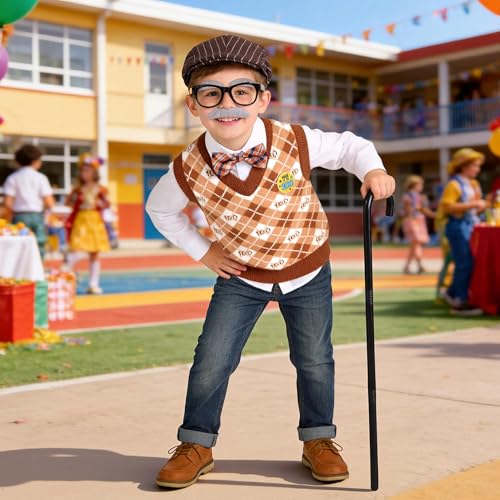 Disfraz de abuelo para niños 2-8 años con accesorios miniatura 6