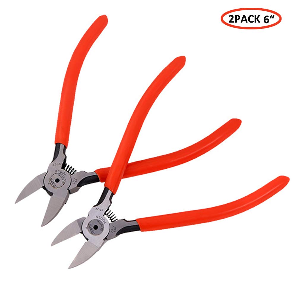 YEGOOD Diagonal Cutting Pliers, 2PACK Side Cutter Nippers Wire Cutter Flush Cut Pliers(6-Inch Size)