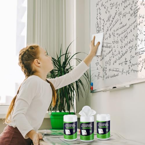 Image of Threlaco 12 Pack Dry Erase Wipes 1200 Pcs Whiteboard Cleaning Wipes Wet Whiteboard Cleaner Teacher Supplies for Cleaning Markers Home Classroom School Office, 100 Per Canister