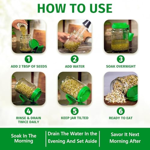 Image of Plastic Sprout Maker Jar with Handle & Strainer Lid (PackOf 1) | 720 ml Seed Germination Container for Moong, Chana, Mixed Sprouts | BPA-Free Kitchen Storage & Sprouting Jar