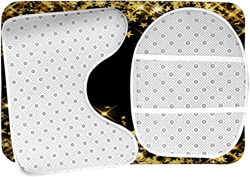 Badezimmerteppich-Set, 3-teilig, goldene Sterne auf schwarzem Hintergrund, waschbarer Badvorleger, rutschfest, mit Rückenpolster, Konturteppich und Toilettendeckelbezug – Bild 6
