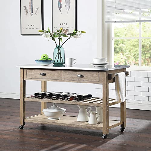 Kitchen-Island-with-Shelves-and-Handle-for-Home-Wood-Home-bar-Serving-carts-on-Wheels-with-Wine-RackGlass-Holder-3-Tier-Kitchen-cart-with-Large-Workstation Kitchen Island with Shelves and Handle for Home Wood Home bar Serving carts on Wheels with Wine RackGlass Holder 3 Tier Kitchen cart with Large Workstation