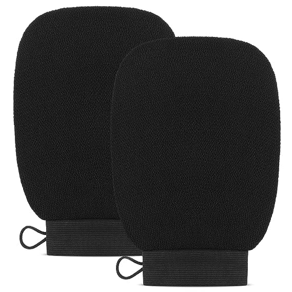Umis Creation Glove for Body Scrub - Body Scrubber Exfoliator Mitt for Use at Shower or Bath - Exfoliating Body & Face Dead Skin Remover Color Black