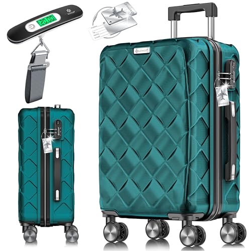 KESSER® Reisekoffer 120L Koffer Handgepäck ABS Hartschalenkoffer mit Zahlenschloss, Kofferwaage & Reisebrieftasche 360° Rollen | Rollkoffer für Business & Reise Trolley Petrol Teal