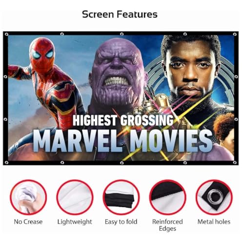 Image of Tonzo Projector Screen, 150 inch, 16:9 Aspect Ratio, 4K UltraHD, 1080p Full HD Support
