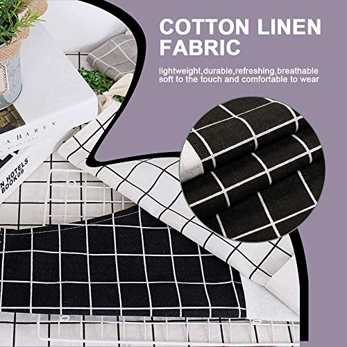 Image of KPNG Lattice Cotton Linen Apron Woman Adult Bibs Home Cooking Baking Coffee Shop Cleaning Aprons Kitchen Accessory (Pack Of 1, Black)