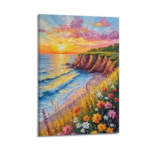 Art mural moderne Phuket effet couteau huile poster toile premium paysage mer 40x60cm
