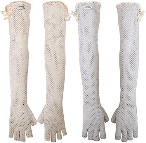 kilofly Women&#39;s Long Anti-UV Breathable Arm Sun Block Driving Gloves, 2 Pairs