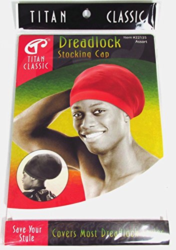 Titan Classic Dreadlock Stocking Cap #22135 [White], Kufi cap, rasta, afro, thick and thin. Spandex, bandana, turban, bonnet, one size fits all, men and women, boys and girls, adults and kids, jumbo, long, for all hair styles and types, skull cap, beanie,…