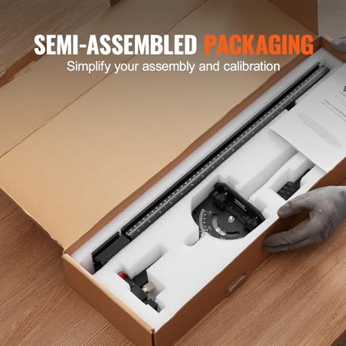 Image of VEVOR Precision Miter Gauge, Standard Slot 3 /4'' x 3 /8'', Aluminum Alloy Table Saw Miter Gauge with 19-35 in Grating 15 Angle Stops Adjustable Spring Loaded Plunger and Removable Disc, for Woodworking