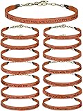15 Pcs Christian Bracelets for Women Men Inspirational Leather Bible Verse Bracelets God Faith Scripture Friendship Bracelets (Brown)