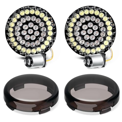 Image of Amazicha 2inch Front LED Turn Signal, Front Turn Signal Bullet Light with 2 Smoked Lens Covers Fit for Harley Touring Road Glide Street Glide Road King Electra Glide Softail Dyna Sportster 1986-2024