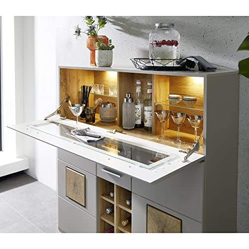 Lomadox Barschrank Hausbar Weinschrank Minibar in Basalt mit Eiche Hirnholz...