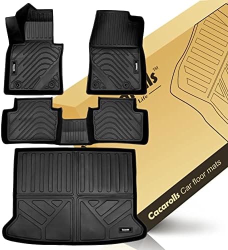 Cacarolls Floor Mats & Trunk Mat Set Compatible for Mazda CX-30 2023 2022 2021 2020 Accessories All Weather Mat Front & 2nd 2 Row Seat & Cargo Liners Black(FWD Only)