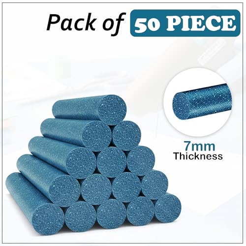 Image of GLUN 50 Piece Glitter Glue Sticks Turquoise Sparkles, 7mm x 6 Inch, Smooth Flow Adhesive for Office, School & Craft Projects