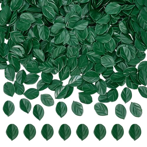 OLYCRAFT 600 hojas de menta artificiales en miniatura, hojas de menta falsas, hoja verde realista, de plástico, accesorios de fotografía en miniatura para bricolaje, manualidades, decoraciones de