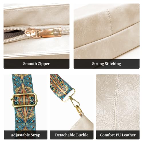 Image of Hobo Bags for Women Crossbody Bag Guitar Strap Purse Vegan Leather Shoulder Handbags Boho Purses Tote Bucket Bag