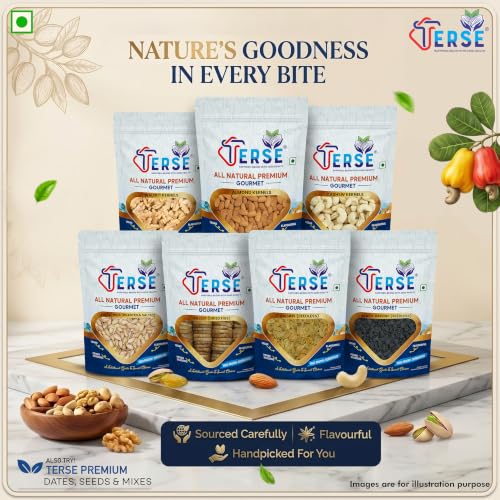 Image of TERSE Premium Natural Almonds 400g (Pack of 2) | Badam Giri, Healthy Snacks, Dry Fruits | Crunchy Nuts | High in Fiber | Rich in Protein | Magnesium | Phosphorus | Dietary Fibre | Zero Cholesterol