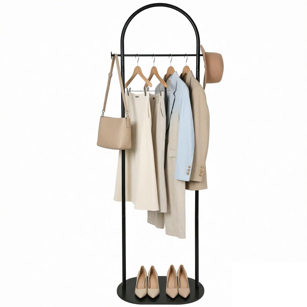 Kleine Kleiderständer, Freistehend Garderobenständer, Garderobe mit 2 Haken
