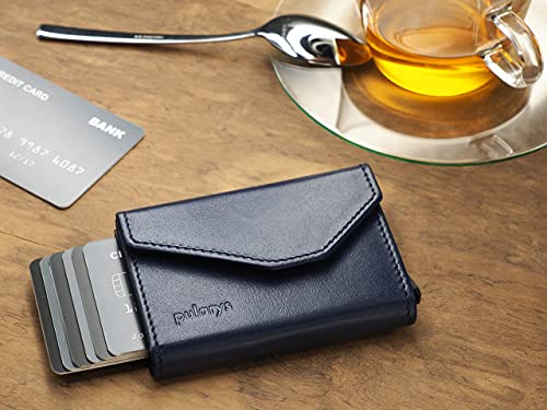 pularys Mini Wallet RAVEN - Multifunckion Credit Card Case - Italian Leather - RFID blocking - Size: 6.5 x 10 x 2.5 cm - Space for up to 7 Cards - Classic Design3