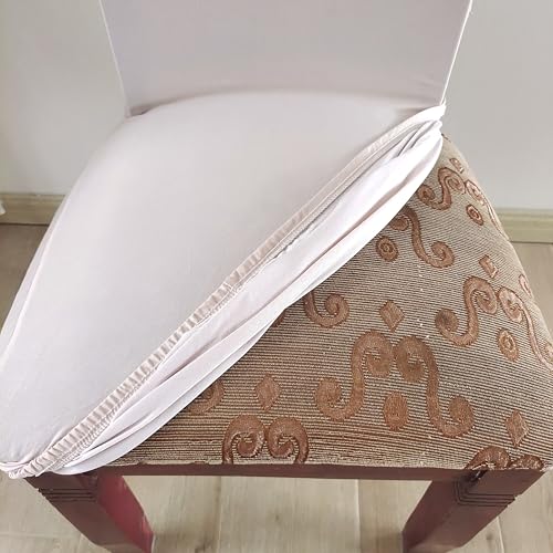 Image of House of Quirk Elastic Chair Cover Stretch Removable Washable Short Dining Chair Cover Protector Seat Slipcover (Pack of 6, Beige Bird)