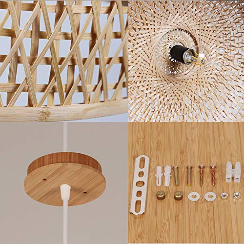 BESISOON Pendant Lights Natural Bamboo Hanging Lights Hand Woven Pendant Lamp Chandeliers for Tearoom Dining Room Corridor Hanging Lights Creative (Color : Wood, Size : 50x22cm) steampunk buy now online