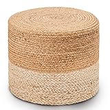 Wimarsbon Ottoman Pouf, Natural Braided Jute Poof, 18'' Outdoor Ottoman for Garden, Rustic Handweave Lounge Pouffe, Boho Footrest Stool for Bedroom, Accent Table or Seat for Patio, Living Room