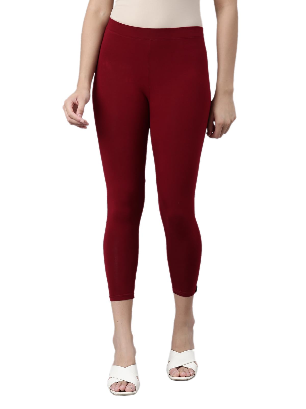TWIN BIRDSTailored Cut & Classic Fit Stretchable Viscose Elasthane Fabric Mid-Rise Skinny Fit High Ankle Length/Cropped Length Leggings for Women