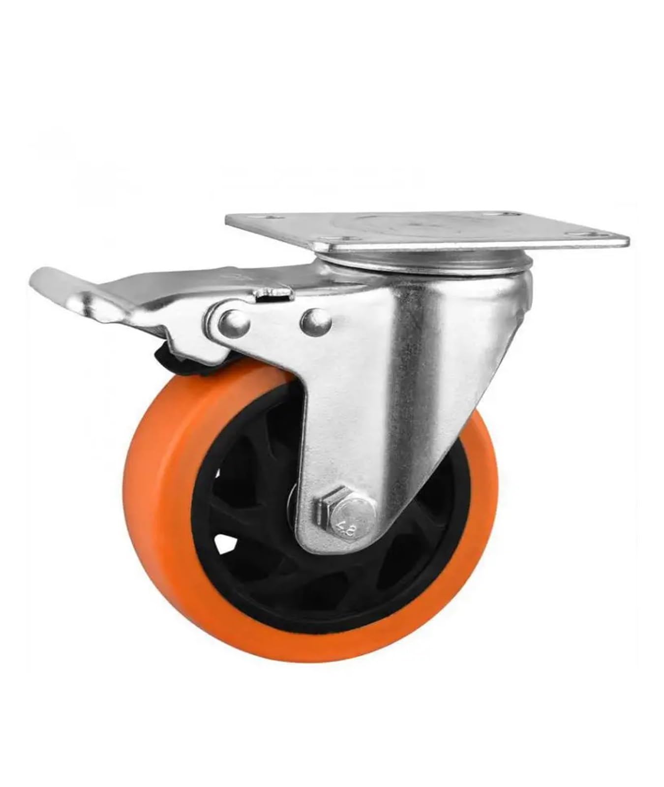 MXXDMOPD 1 Piece 3 inch Caster Swivel Wheel with Brake Diameter 75 Double Bearing Orange Flower Mechanical