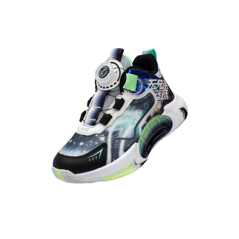 Lucky KidsNon-Slip Basketball Sneakers for Boys Fashion Breathable Sports Shoes with a Unique Self-Locking Closure for Big Kids