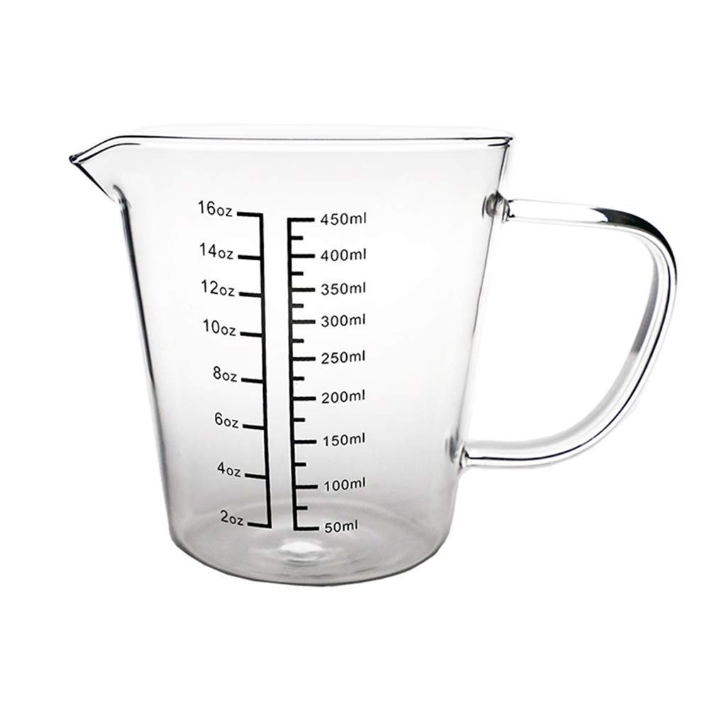 Glass Liquid Measuring Cup Heat-resistant Borosilicate Glass Measuring Cup for Baking Cooking Pouring Liquid (450Ml)