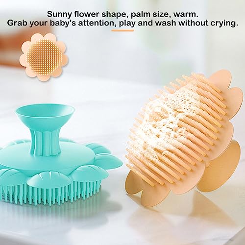 Image of Baby Bath Silicone Brush Shower Scalp Brush Exfoliate and Massage Shampoo Scalp Scrubbie for All Hair Kid Newborn Toddler（Yellow）