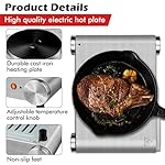 CUSIMAX Electric Hot Plate 1500W Single Burner Cast Iron Hot Plates for cooking Portable Stove Electric Burner with Adjustable Temperature Control Silver Stainless Steel Non-Slip Rubber Feet - Image 3